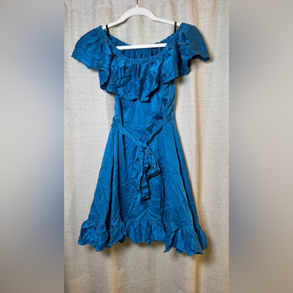 🚨LAST CALL - 
Vintage Betsy Johnson Silk off the shoulder wrap Dress